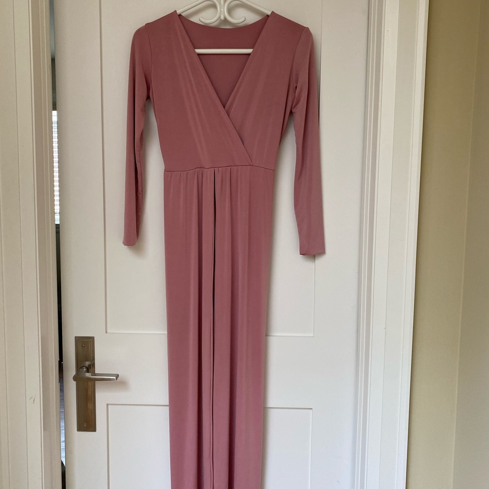 Pink bodysuit long sleeve dress